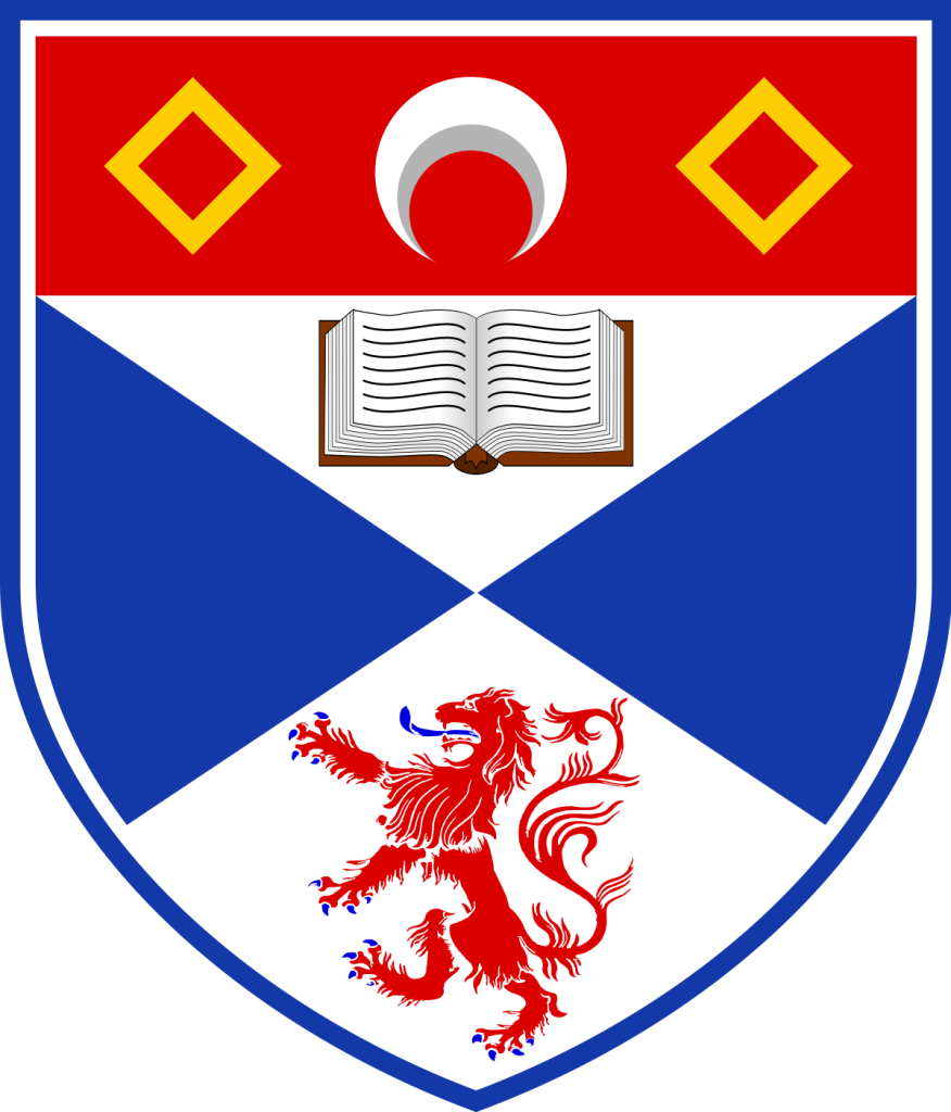 The image shows the University of St Andrews arms logo, representing a prestigious institution in Scotland for international students to study abroad.